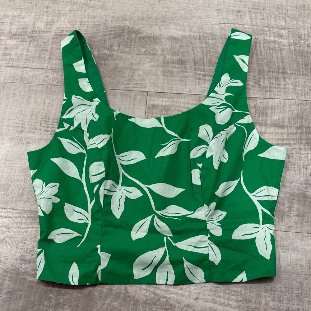 NWT J. Crew green and white floral crop top